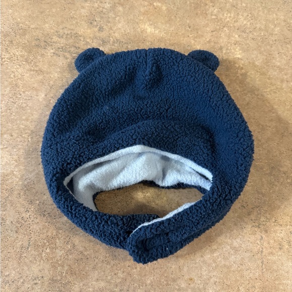 Infant Navy Blue Fleece Bear Ear Hat, Size 0-9M - Picture 3 of 5